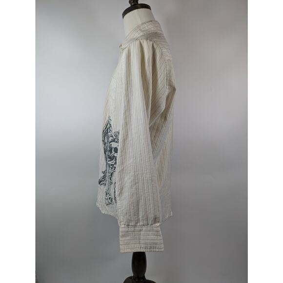 Counter Intelligence Men's L Shirt Button Up Long Sleeve Graphic Urban White Top - Picture 2 of 13